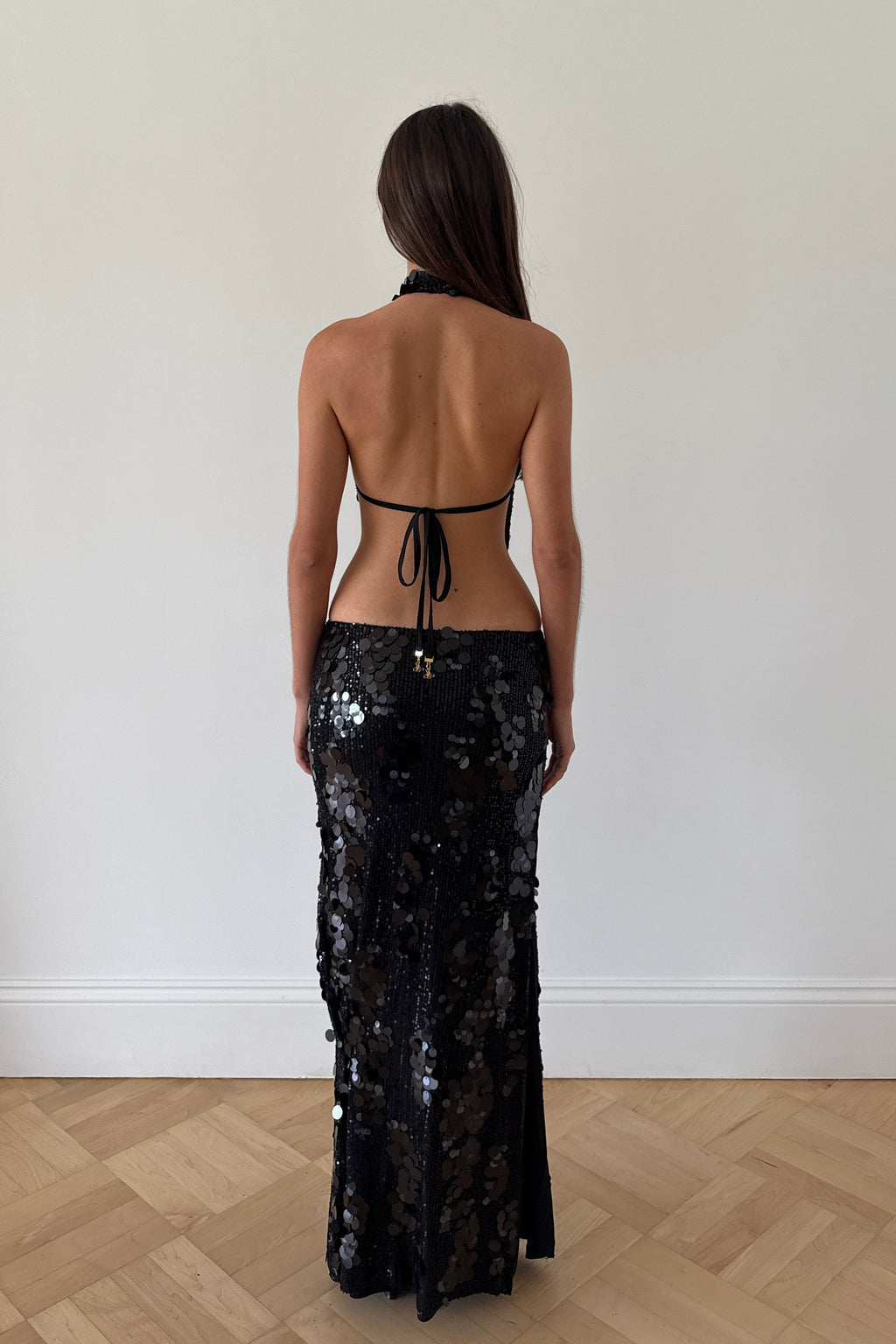 Eva Sequin Maxi Dress in Onyx – view 2