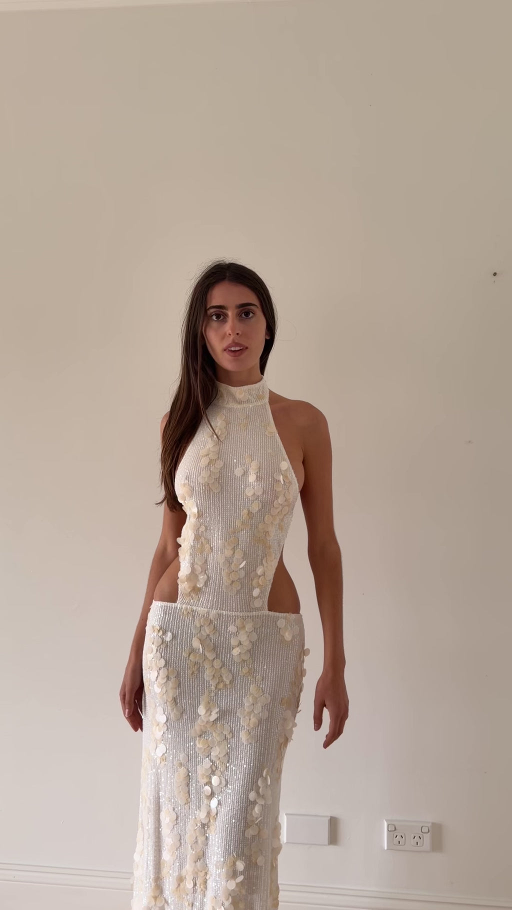 Eva Sequin Maxi Dress in Glazed Vanilla – video
